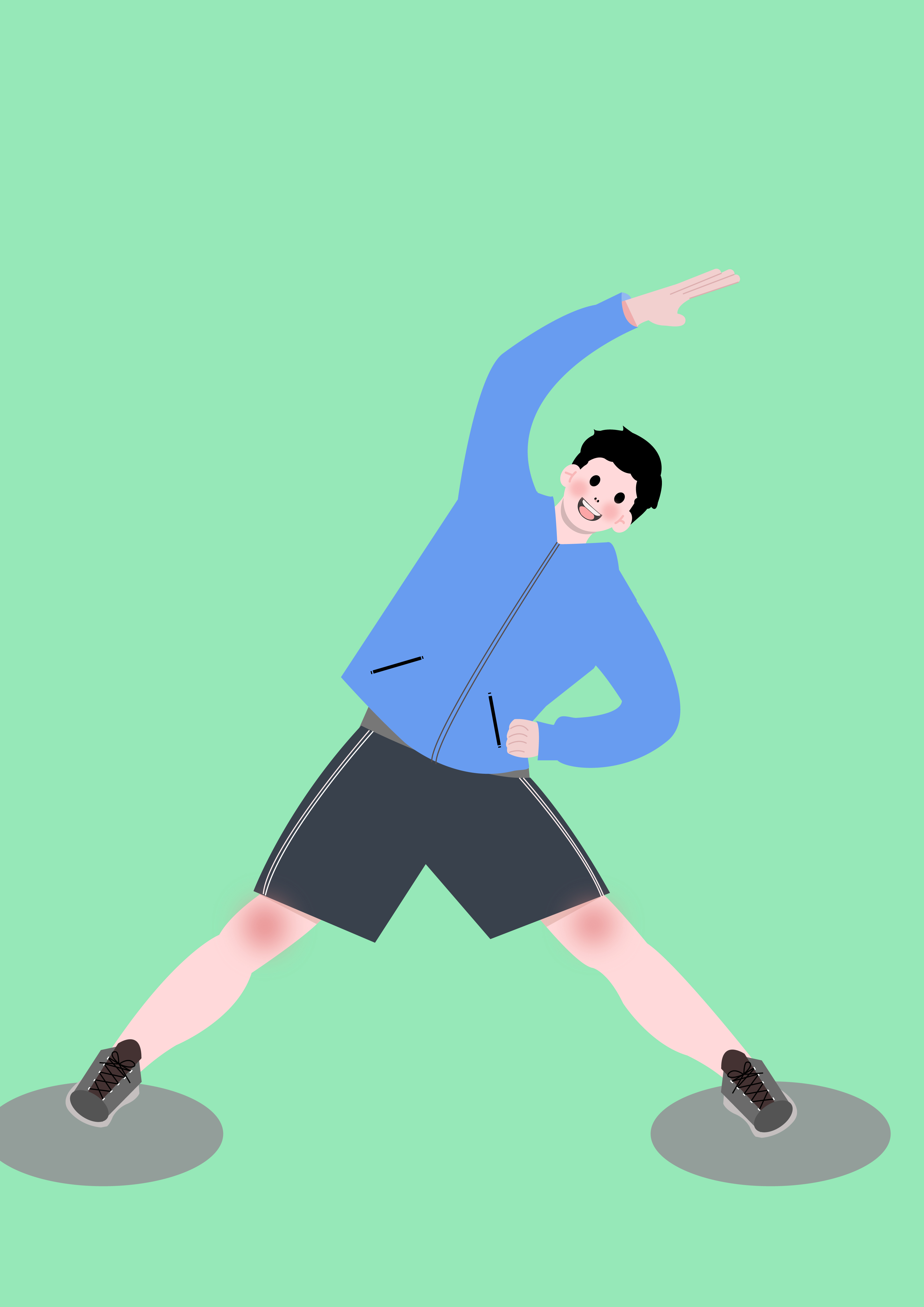 晨间拉伸 扁平人物插画